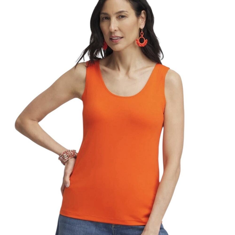Size 0-S Chico's Travelers Orange Fitted Wrinkle Free Tank Top
